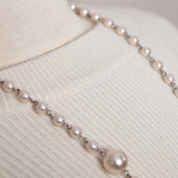 NEW Comune Bonnie Pink Indigo Ivory Colorblock Rib Knit Crew Neck Sweater $88 - Picture 8 of 13